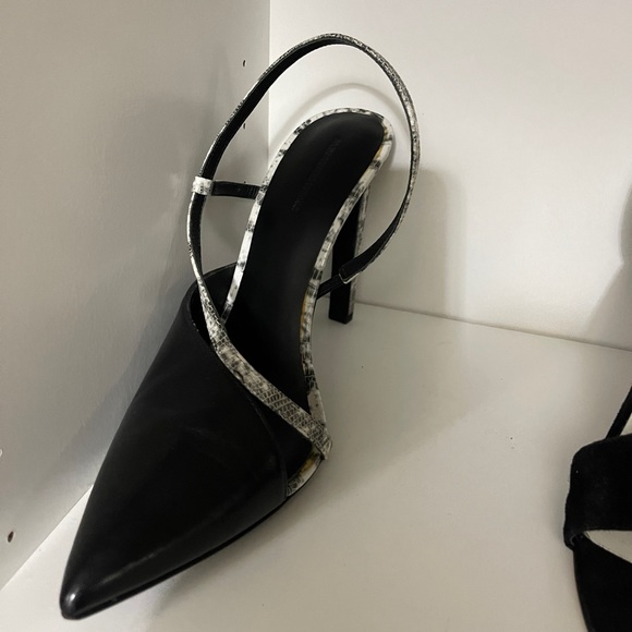 Alexander Wang high heels sandals 10cm thin heels black grey snakeskin - Picture 6 of 8